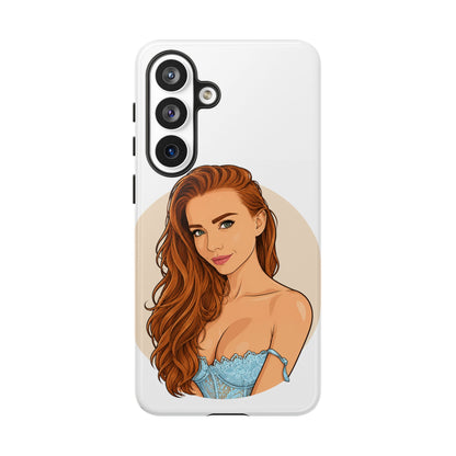 Phone Case — Redhead Pinup Portrait Illustration Protective Hard Case