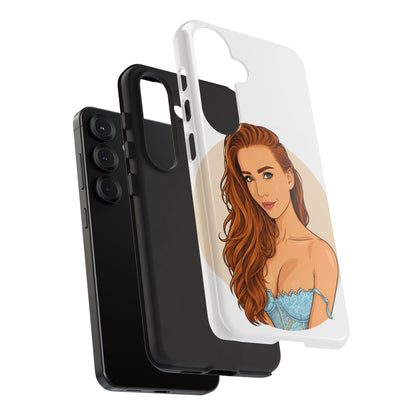 Phone Case — Redhead Pinup Portrait Illustration Protective Hard Case