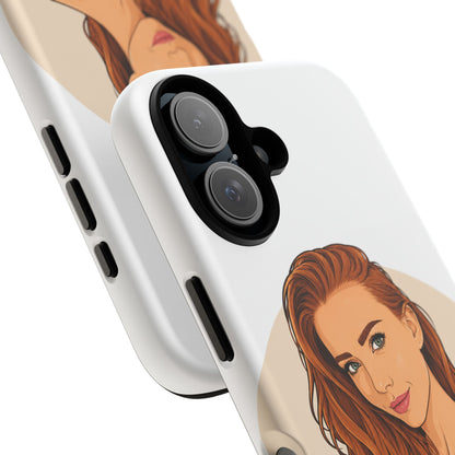 Phone Case — Redhead Pinup Portrait Illustration Protective Hard Case