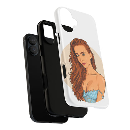 Phone Case — Redhead Pinup Portrait Illustration Protective Hard Case