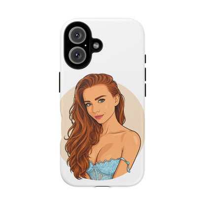 Phone Case — Redhead Pinup Portrait Illustration Protective Hard Case