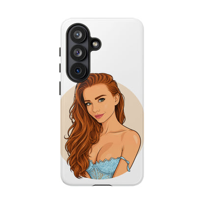 Phone Case — Redhead Pinup Portrait Illustration Protective Hard Case