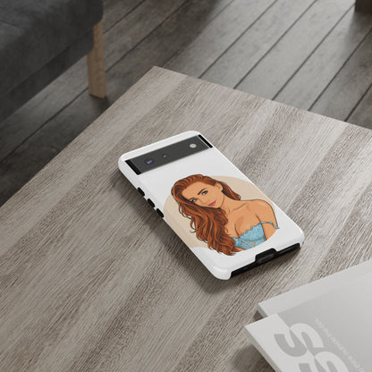 Phone Case — Redhead Pinup Portrait Illustration Protective Hard Case