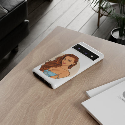 Phone Case — Redhead Pinup Portrait Illustration Protective Hard Case