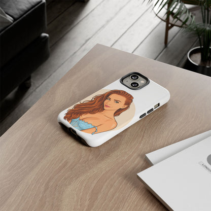 Phone Case — Redhead Pinup Portrait Illustration Protective Hard Case