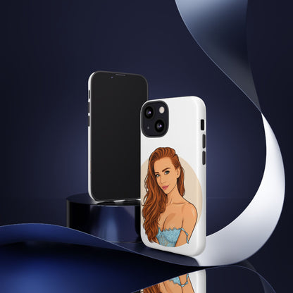 Phone Case — Redhead Pinup Portrait Illustration Protective Hard Case