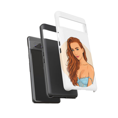 Phone Case — Redhead Pinup Portrait Illustration Protective Hard Case