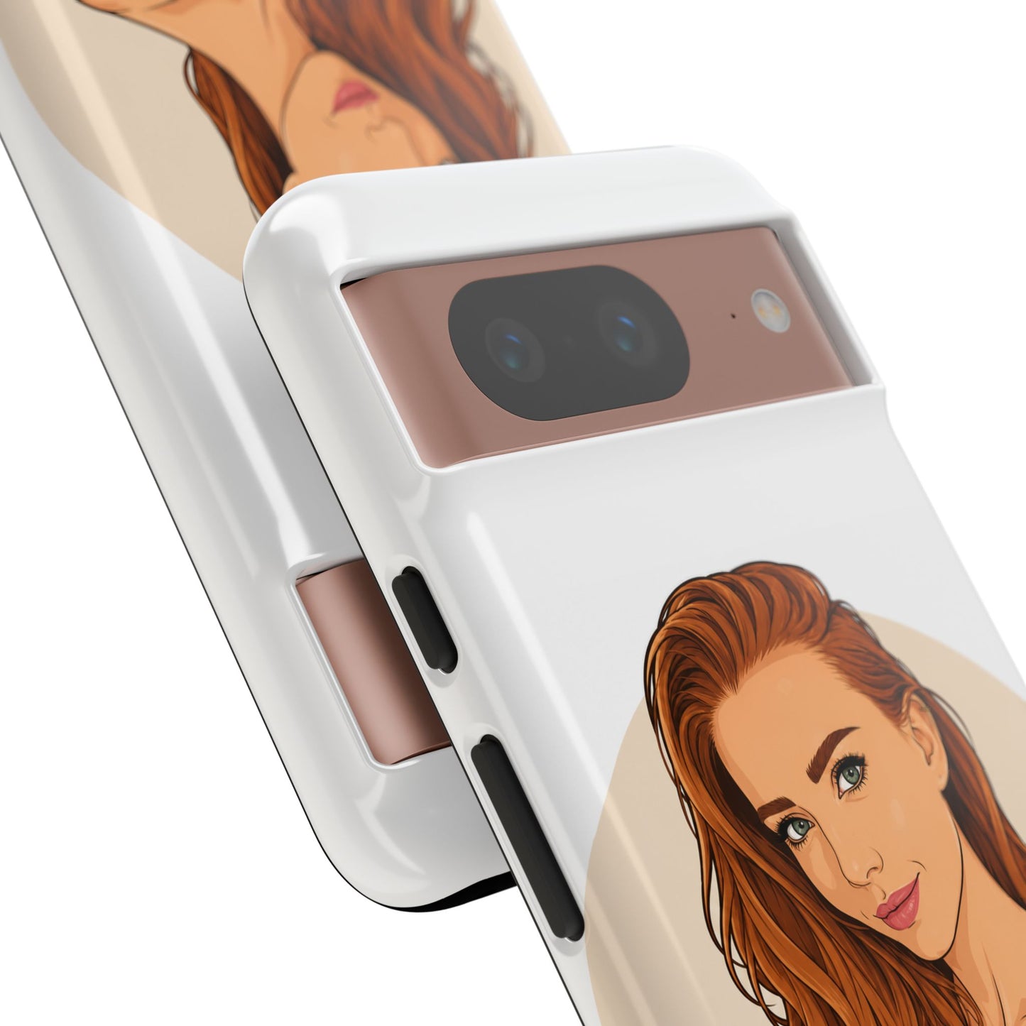 Phone Case — Redhead Pinup Portrait Illustration Protective Hard Case