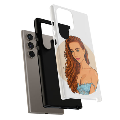 Phone Case — Redhead Pinup Portrait Illustration Protective Hard Case