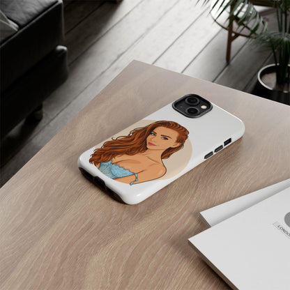 Phone Case — Redhead Pinup Portrait Illustration Protective Hard Case