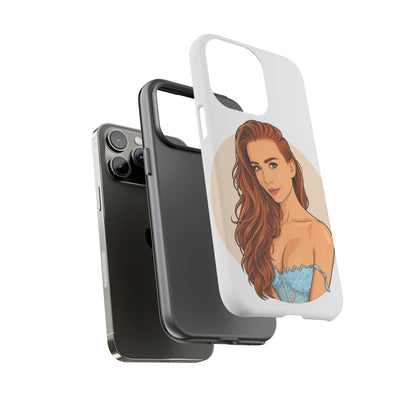 Phone Case — Redhead Pinup Portrait Illustration Protective Hard Case