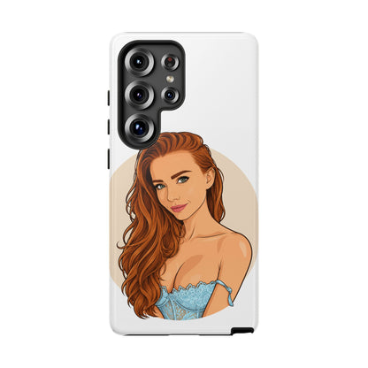 Phone Case — Redhead Pinup Portrait Illustration Protective Hard Case