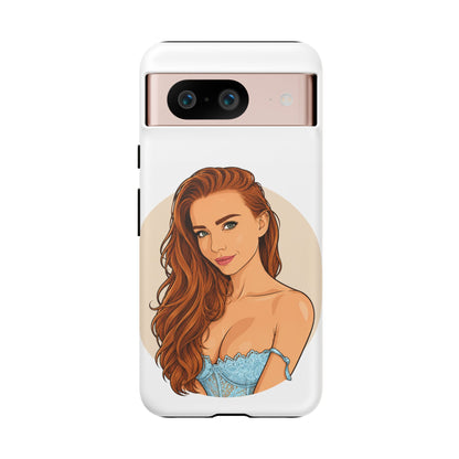 Phone Case — Redhead Pinup Portrait Illustration Protective Hard Case