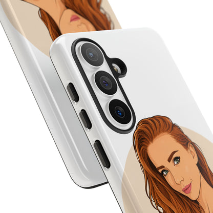 Phone Case — Redhead Pinup Portrait Illustration Protective Hard Case