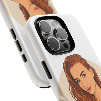 Phone Case — Redhead Pinup Portrait Illustration Protective Hard Case