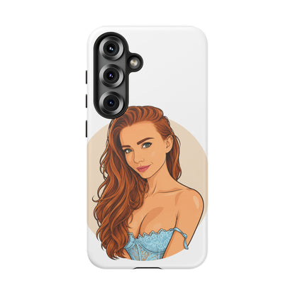 Phone Case — Redhead Pinup Portrait Illustration Protective Hard Case