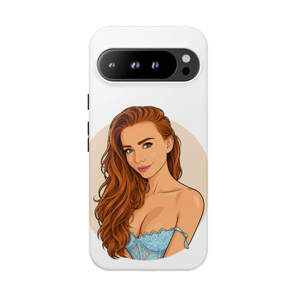 Phone Case — Redhead Pinup Portrait Illustration Protective Hard Case