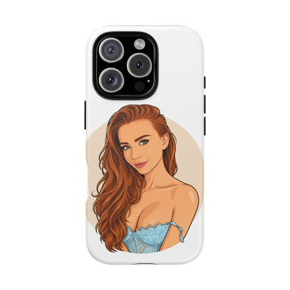 Phone Case — Redhead Pinup Portrait Illustration Protective Hard Case