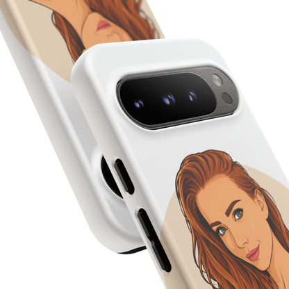 Phone Case — Redhead Pinup Portrait Illustration Protective Hard Case