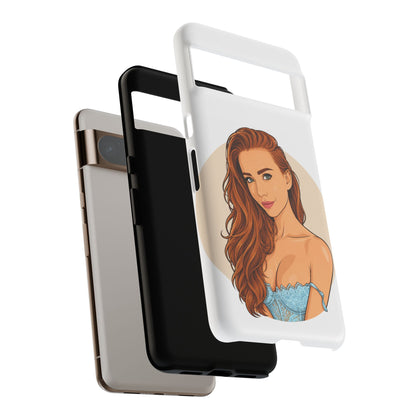 Phone Case — Redhead Pinup Portrait Illustration Protective Hard Case