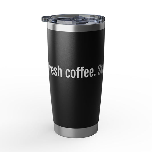 Fresh Coffe. Stale Jokes - Vagabond 20oz Travel Tumbler — Rugged Insulated Coffee Cup for Dads