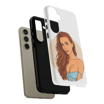 Phone Case — Redhead Pinup Portrait Illustration Protective Hard Case