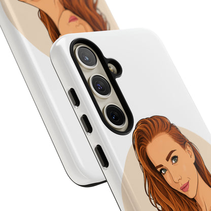 Phone Case — Redhead Pinup Portrait Illustration Protective Hard Case