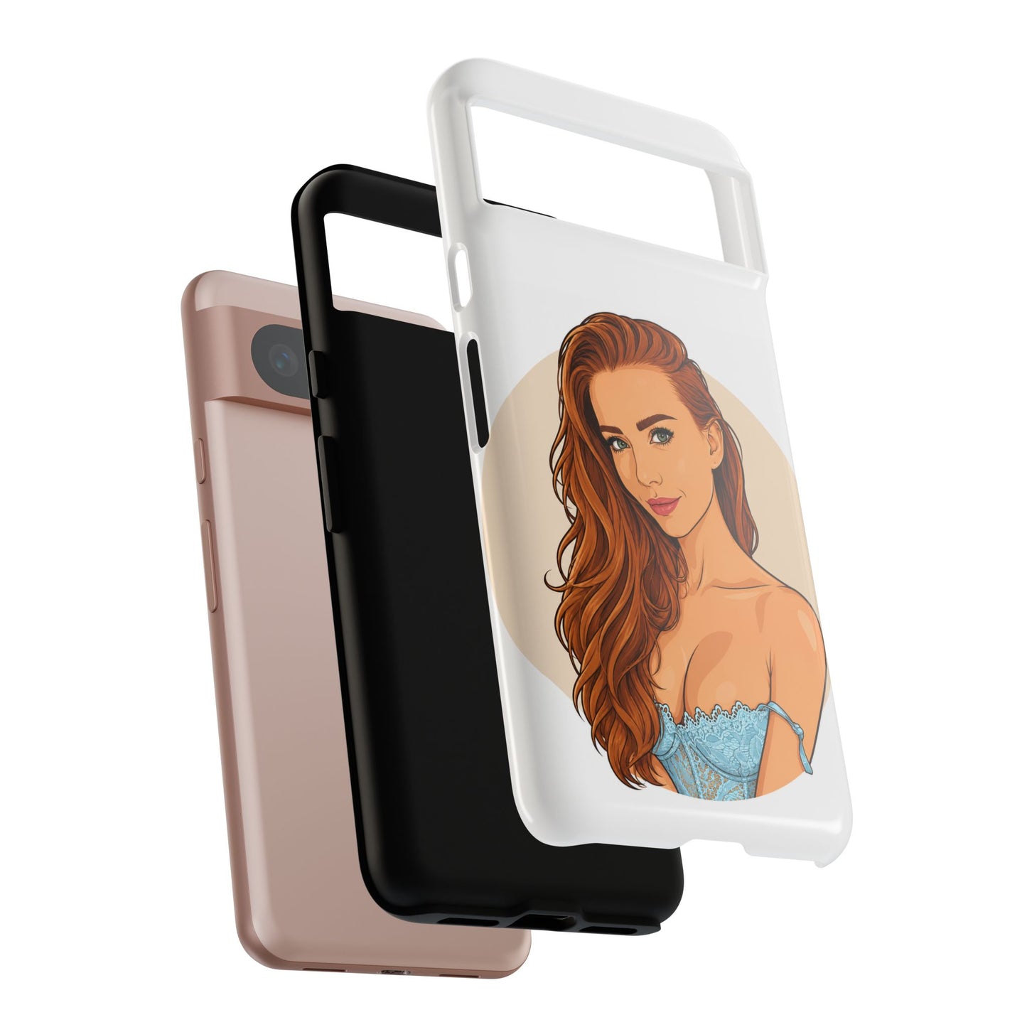 Phone Case — Redhead Pinup Portrait Illustration Protective Hard Case
