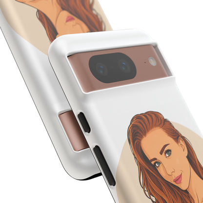 Phone Case — Redhead Pinup Portrait Illustration Protective Hard Case