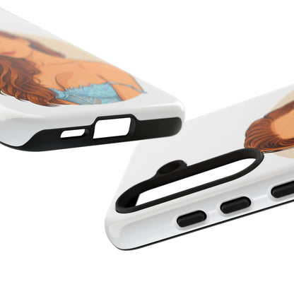 Phone Case — Redhead Pinup Portrait Illustration Protective Hard Case
