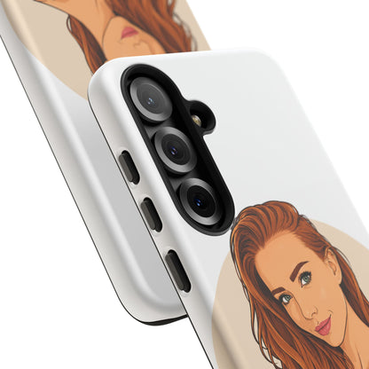 Phone Case — Redhead Pinup Portrait Illustration Protective Hard Case