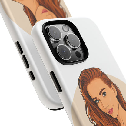 Phone Case — Redhead Pinup Portrait Illustration Protective Hard Case