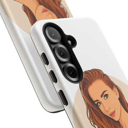 Phone Case — Redhead Pinup Portrait Illustration Protective Hard Case