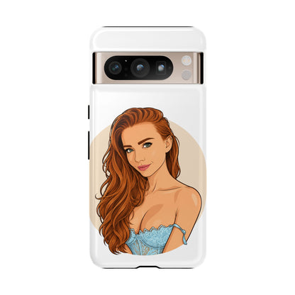Phone Case — Redhead Pinup Portrait Illustration Protective Hard Case