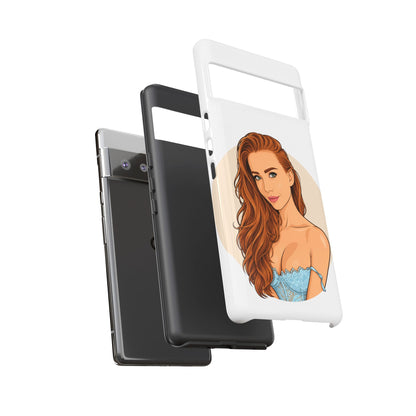 Phone Case — Redhead Pinup Portrait Illustration Protective Hard Case