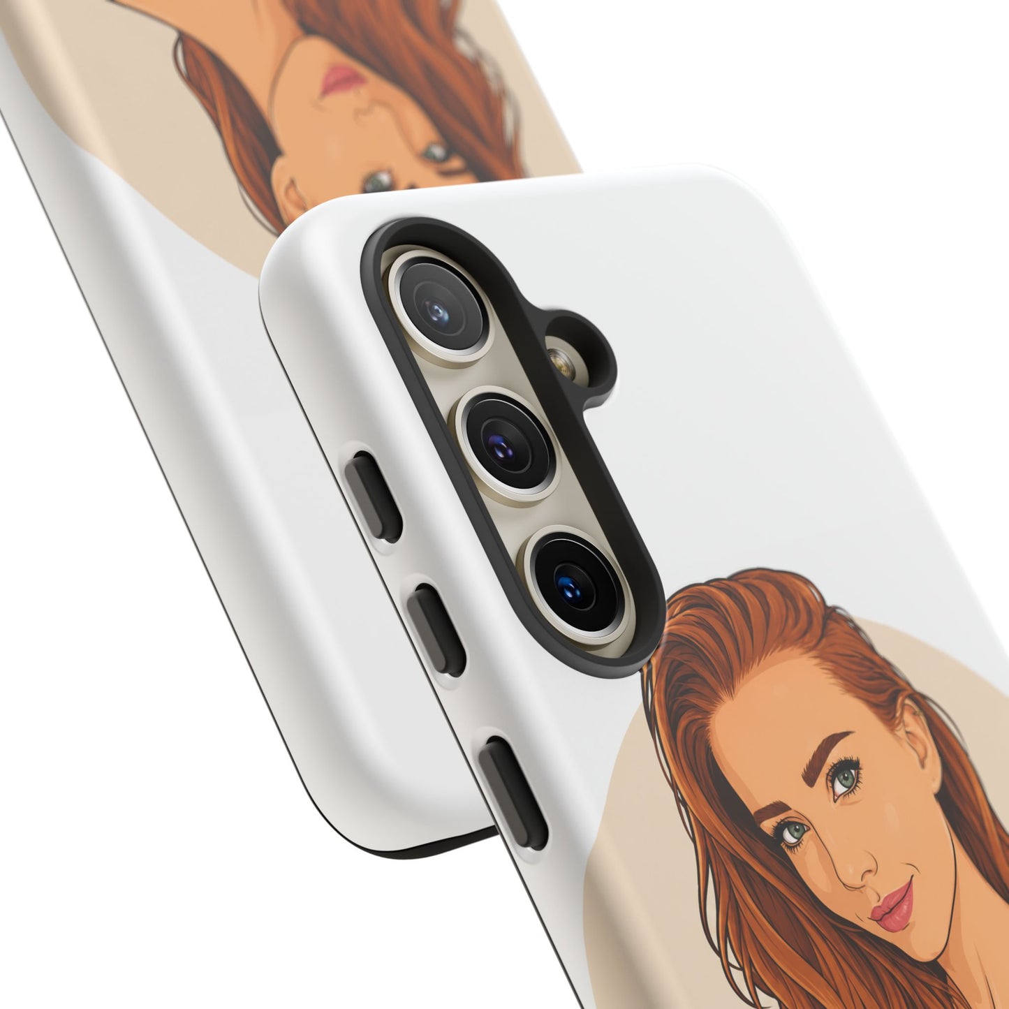 Phone Case — Redhead Pinup Portrait Illustration Protective Hard Case