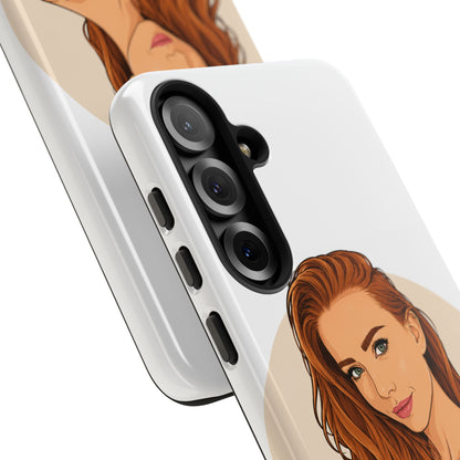 Phone Case — Redhead Pinup Portrait Illustration Protective Hard Case