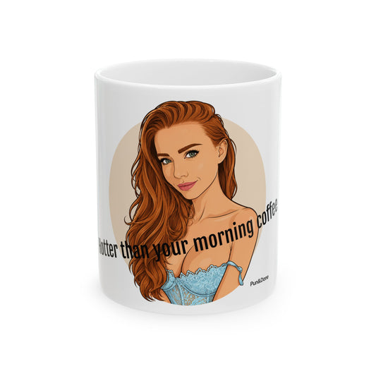 Flirty Redhead Portrait Mug | 11oz 15oz Ceramic Coffee Cup