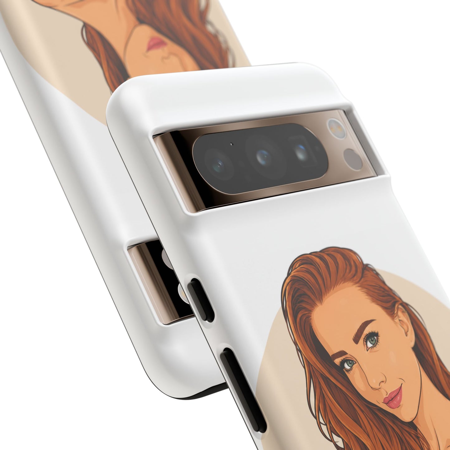 Phone Case — Redhead Pinup Portrait Illustration Protective Hard Case