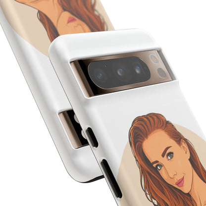 Phone Case — Redhead Pinup Portrait Illustration Protective Hard Case