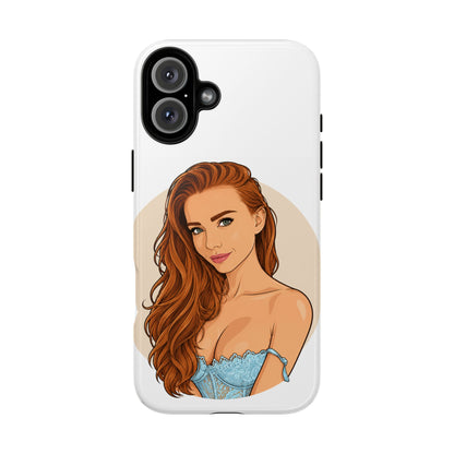 Phone Case — Redhead Pinup Portrait Illustration Protective Hard Case